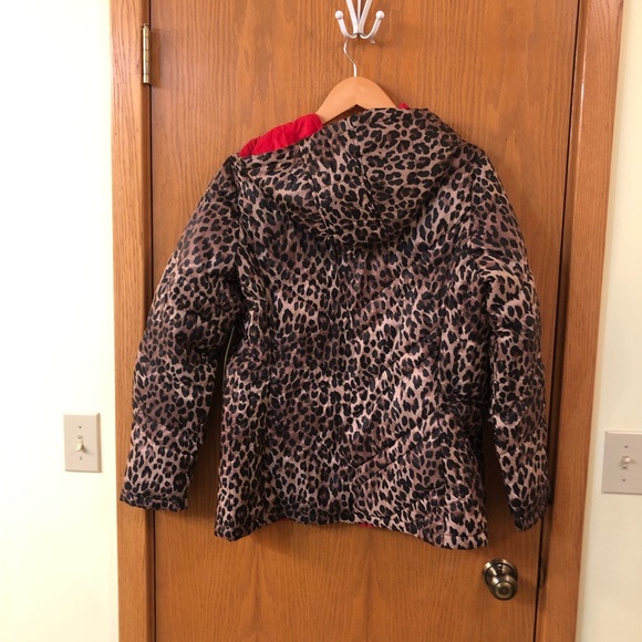 Xersion Reversible Leopard/Red Coat Medium NWT Puffer - Picture 3 of 3